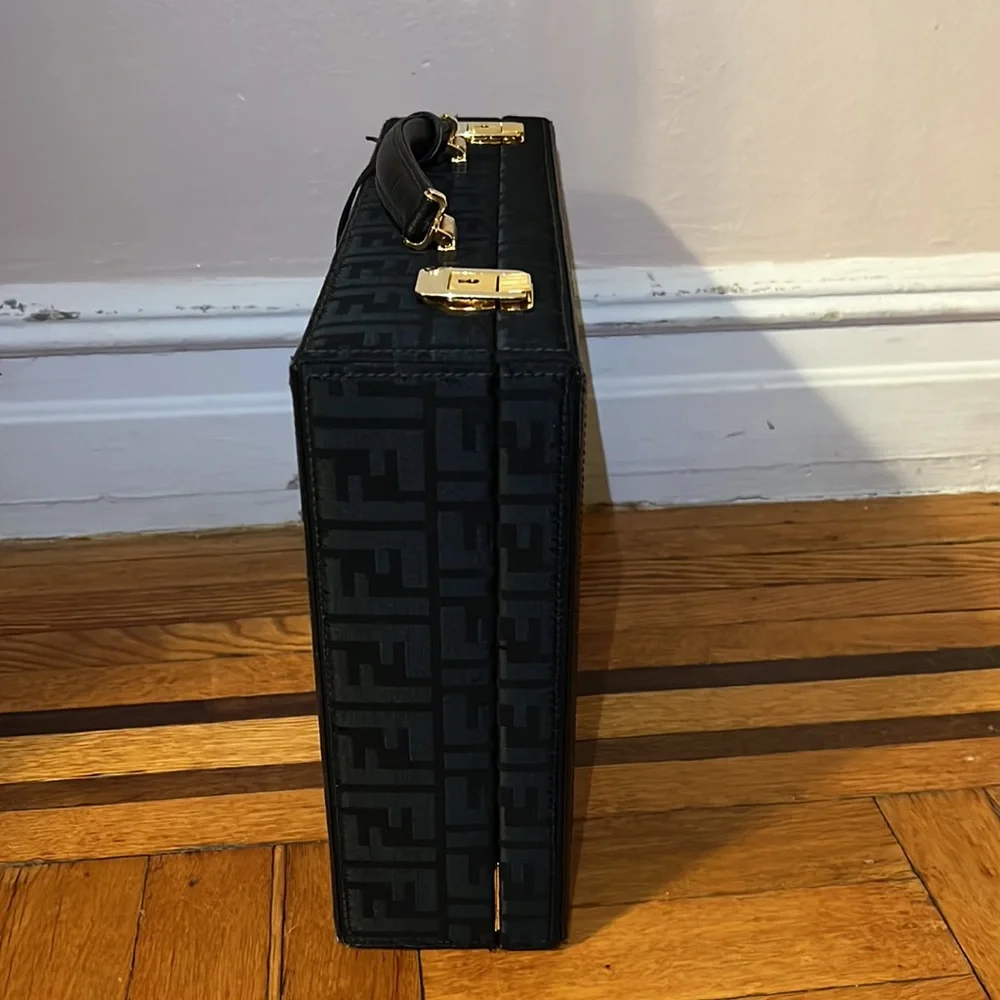 SALE!! Fendi unisex FF jacquard logo monogram jewlery trunk briefcase bag